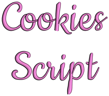 Cookies Font Machine Embroidery Script Upper and Lower Case 1 2 3 inches