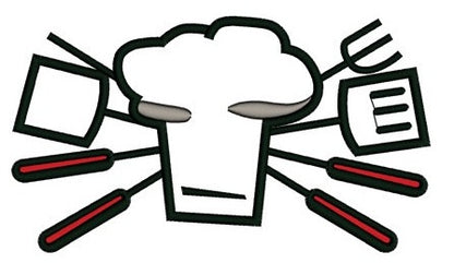 Cooking Chef BBQ Applique Machine Embroidery Digitized Filled Design Pattern (necktie) - Instant Download - 4x4 , 5x7, and 6x10 -hoops