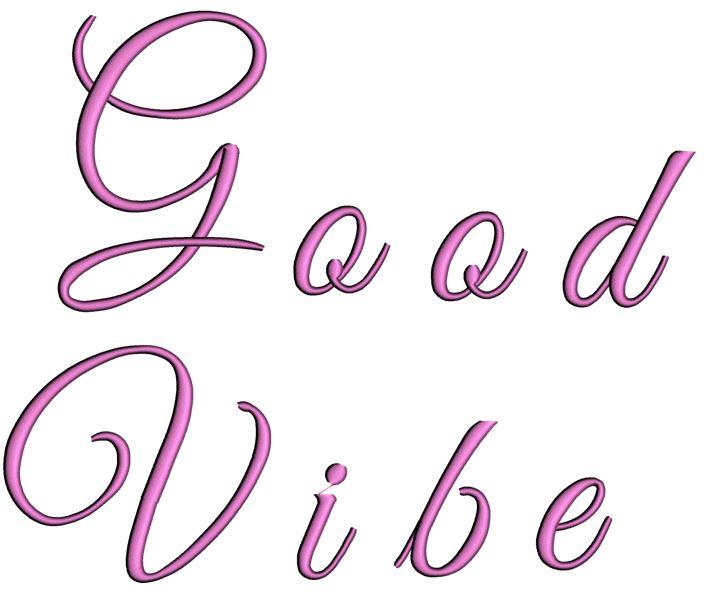 Cool Vibes Satin Script Machine Embroidery Font Upper and Lower Case 1 2 3 inches