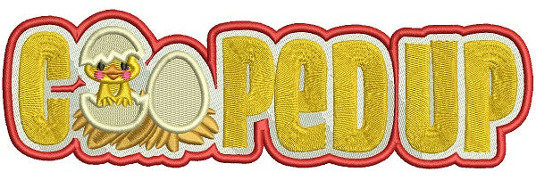 Cooped Up Little Chick Filled Machine Embroidery Digitized Design Pattern