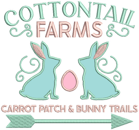 Cottontail Farms Two Bunnies Carrot Patch And Bunny Trails Easter Applique Machine Embroidery Design Digitized Pattern