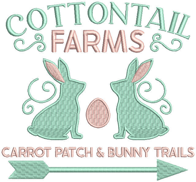 Cottontail Farms Two Bunnies Carrot Patch And Bunny Trails Easter Filled Machine Embroidery Design Digitized Pattern