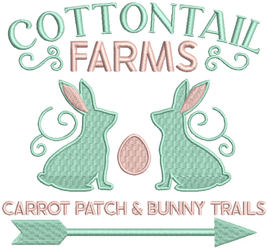 Cottontail Farms Two Bunnies Carrot Patch And Bunny Trails Easter Filled Machine Embroidery Design Digitized Pattern