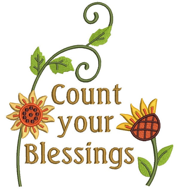Count Your Blessings Thanksgiving Filled Machine Embroidery Design Digitized Pattern
