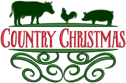 Country Christmas Applique Machine Embroidery Design Digitized Pattern