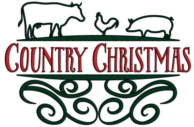 Country Christmas Applique Machine Embroidery Design Digitized Pattern