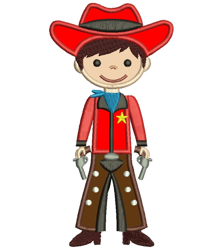 Cowboy With a Big Hat Applique Machine Embroidery Digitized Design Pattern
