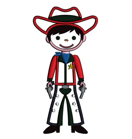 Cowboy With a Big Hat Applique Machine Embroidery Digitized Design Pattern