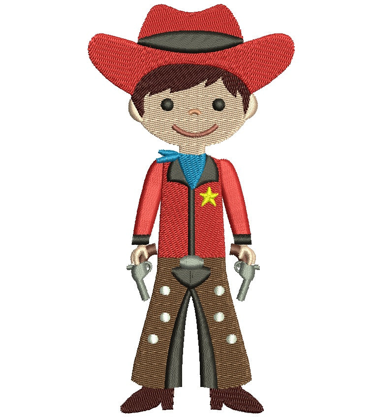 Cowboy With a Big Hat Filled Machine Embroidery Digitized Design Pattern