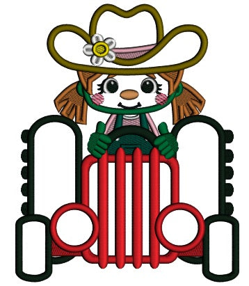 Cowgirl Tractor Driver Applique Machine Embroidery Design Digitized Pattern