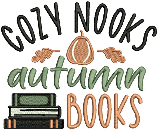 Cozy Nooks Autumn Books Fall Filled Machine Embroidery Design Digitized Pattern