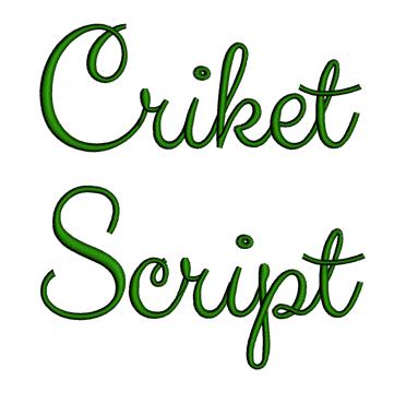 Criket Font Machine Embroidery Script Upper and Lower Case 1 2 3 inches
