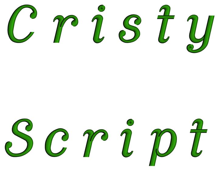 Cristy Font Machine Embroidery Script Upper and Lower Case 1 2 3 inches