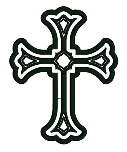 Cross Religious Symbol Applique Machine Embroidery Digitized Design Pattern