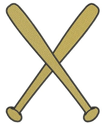 Crossed Baseball Bats Machine Embroidery Digitized Filled Design Pattern - Instant Download - 4x4 , 5x7, 6x10