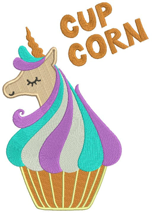 Cup Corn Unicorn Filled Machine Embroidery Design Digitized Pattern