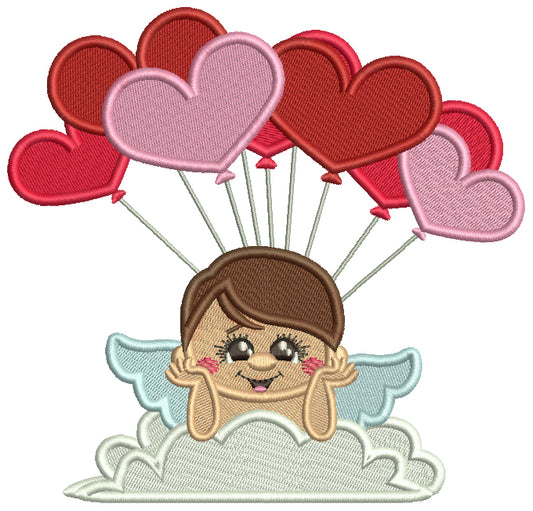 Cupid With Balloons Filled Machine Embroidery Design Digitized Pattern