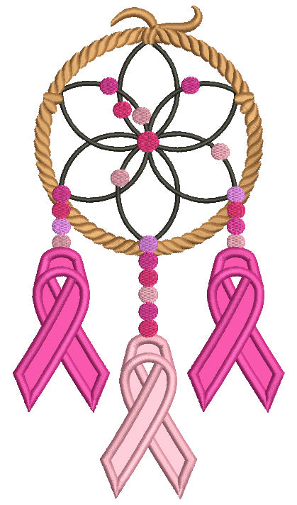 Cure Breast Cancer Dream Catcher Applique Machine Embroidery Design Digitized Pattern