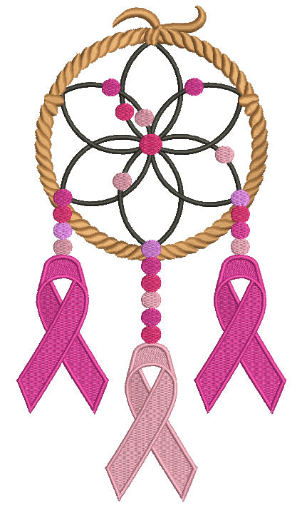 Cure Breast Cancer Dream Catcher Filled Machine Embroidery Design Digitized Pattern
