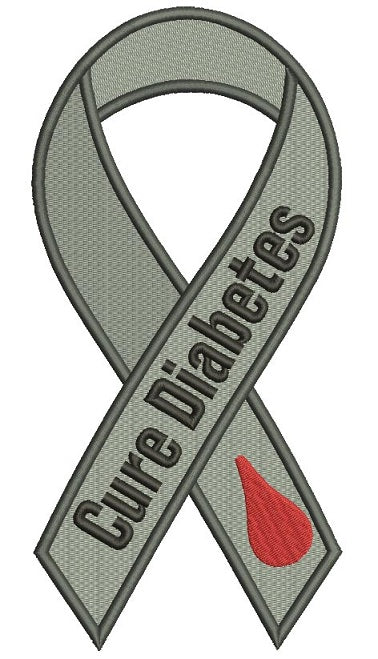 Cure Diabetes Ribbon Filled Machine Embroidery Design Digitized Pattern