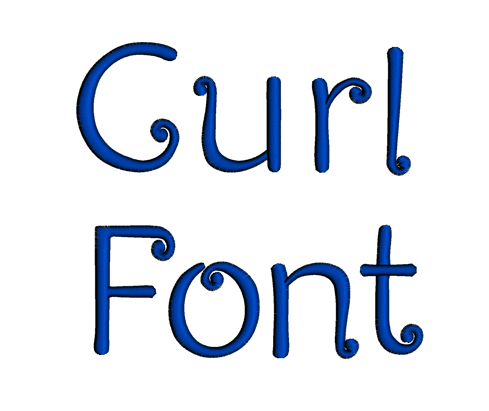 Curl Font Machine Embroidery Script Upper and Lower Case 1 2 3 inches