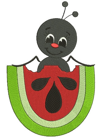 Cute Ant Inside Watermelon Insect Filled Machine Embroidery Digitized Design Pattern