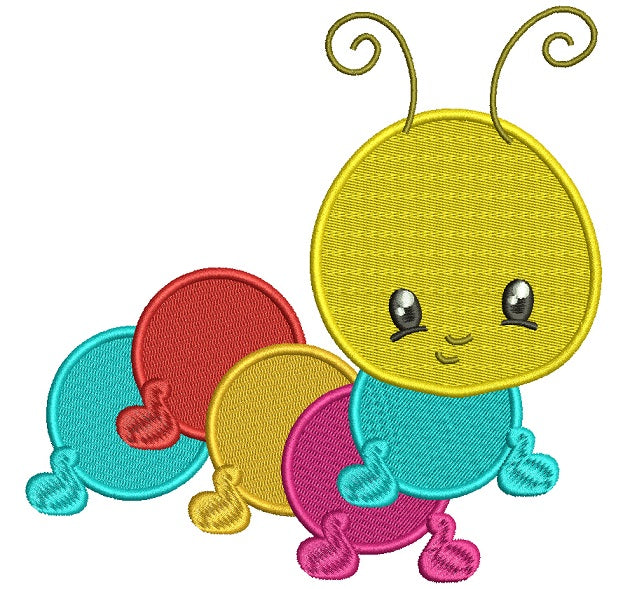Cute Baby Caterpillar Filled Machine Embroidery Digitized Design Pattern