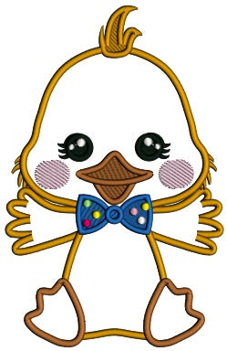 Cute Baby Chick With a Bow Tie Easter Applique Machine Embroidery Design Digitized Patterny