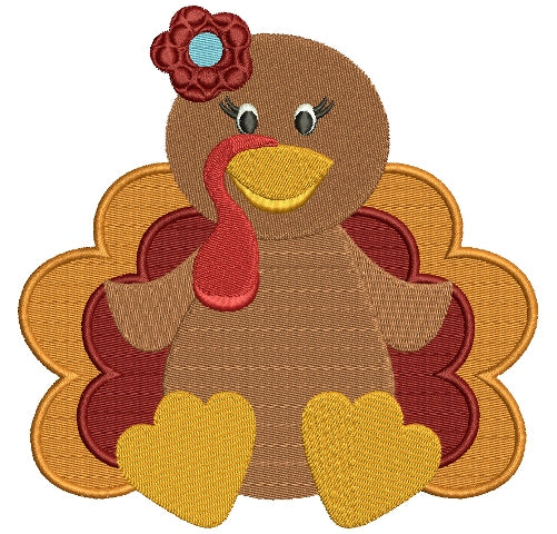 Cute Baby Girl Turkey Filed Machine Embroidery Digitized Design Pattern