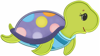 Cute Baby Turtle Applique Machine Embroidery Digitized Design Pattern