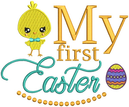 Cute Boy Chick My First Easter Filled Machine Embroidery Design Digitized Pattern