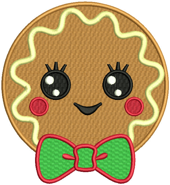 Cute Boy Cookie With a Huge Bow Filled Machine Embroidery Design Digitized Pattern