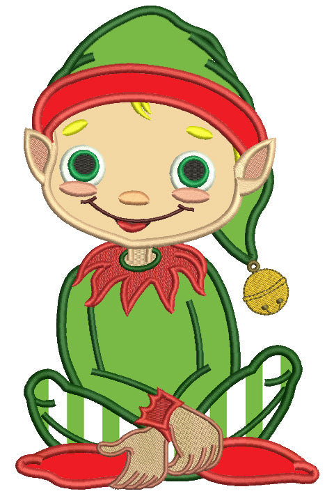 Cute Boy Elf Christmas Applique Machine Embroidery Digitized Design Pattern