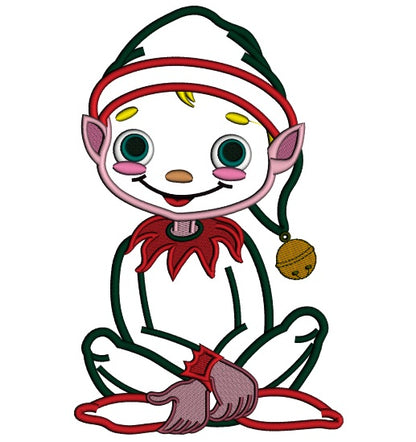 Cute Boy Elf Christmas Applique Machine Embroidery Digitized Design Pattern