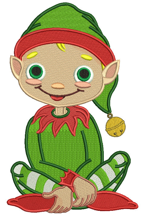 Cute Boy Elf Christmas Filled Machine Embroidery Digitized Design Pattern