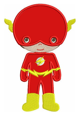 Cute Boy Flash Superhero's Little Brother - Machine Embroidery Applique Design
