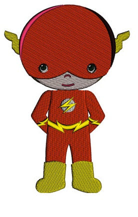 Cute Boy Flash Superhero's Little Brother - (hands in) Machine Embroidery Design