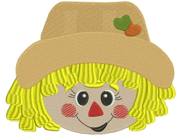Cute Boy Scarecrow Head With Hearts Filled Machine Embroidery Digitized Design Pattern