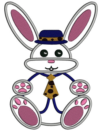 Cute Bunny Wearing a Hat Applique Machine Embroidery Digitized Design Pattern