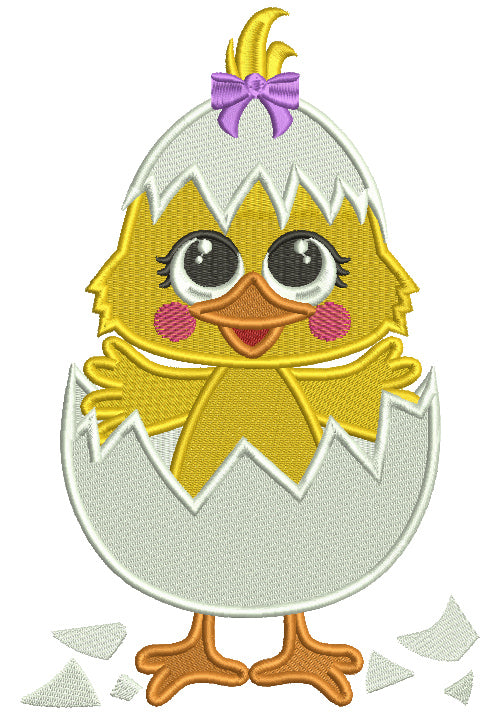 Cute Chick Hatching From An Egg Filled Easter Machine Embroidery Design Digitized Pattern
