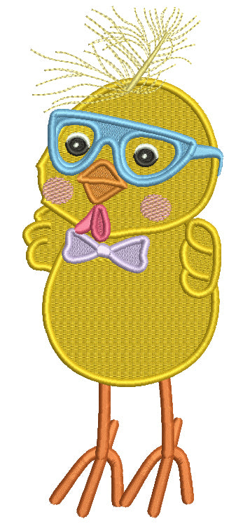 Cute Chick With a Big Bow TieFilled Machine Embroidery Design Digitized Pattern