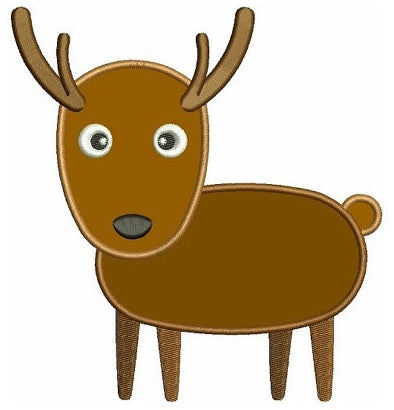 Cute Deer Applique Machine Embroidery Digitized design pattern - Instant Download -4x4 , 5x7, and 6x10 hoops