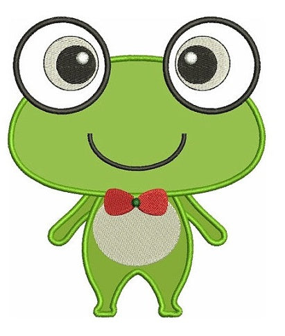 Cute Frog Applique Machine Embroidery Digitized Design Pattern - Instant Download - 4x4 , 5x7, and 6x10 -hoops