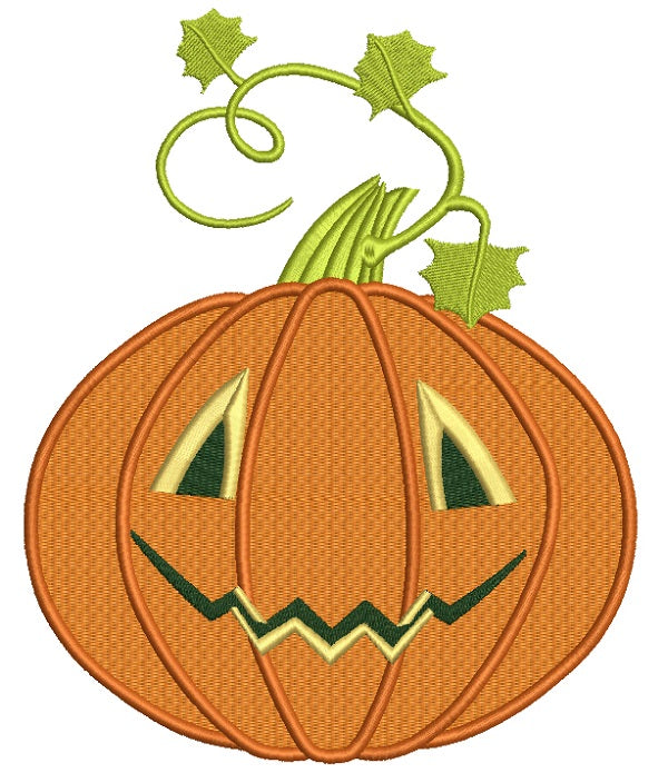 Cute Jack-o-lantern Pumpkin Halloween Filled Machine Embroidery Design Digitized Pattern