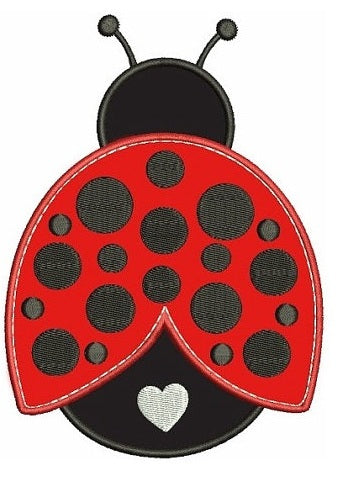 Cute Ladybug with a Heart Applique Machine Embroidery Digitized Design Pattern - Instant Download - 4x4 , 5x7, and 6x10 -hoops