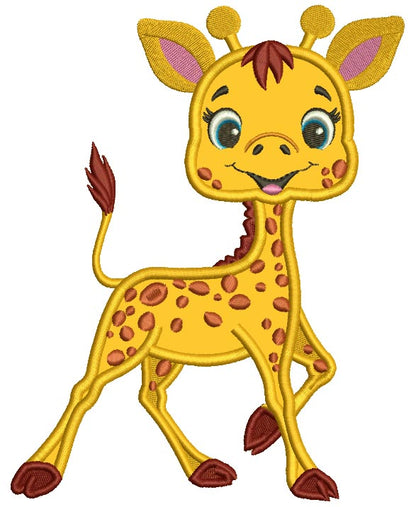 Cute Little Baby Giraffe Applique Machine Embroidery Design Digitized Pattern