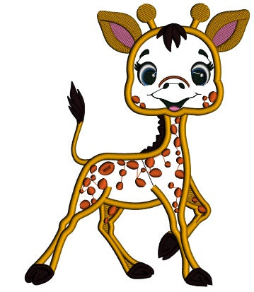 Cute Little Baby Giraffe Applique Machine Embroidery Design Digitized Pattern