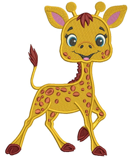 Cute Little Baby Giraffe Filled Machine Embroidery Design Digitized Pattern