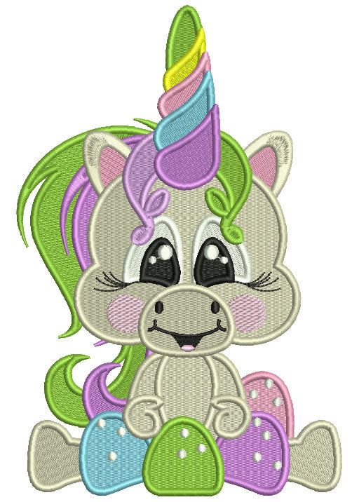 Cute Little Baby Unicorn With Gum Drops Filled Machine Embroidery Design Digitized Pattern