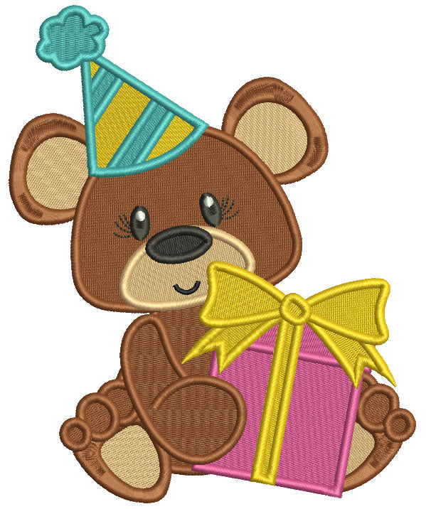 Cute Little Bear With Presents Filled Machine Embroidery Design Digitized Pattern